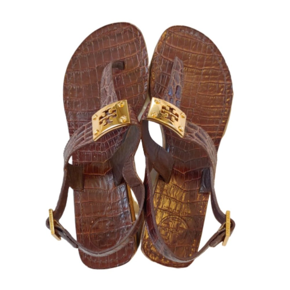 Tory Burch Brown Leather Thong Sandal Size 8.5